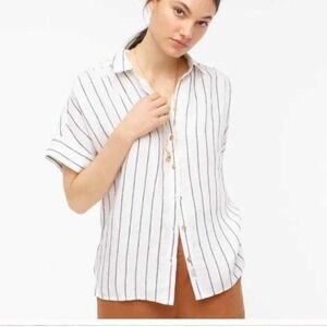 J. Crew Relaxed-Fit Baird McNutt Irish Linen Shirt Graphite Stripe size medium